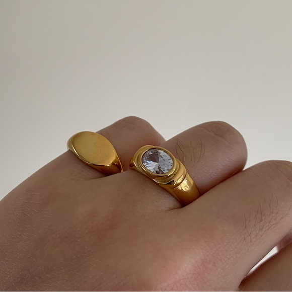 18K Gold Cz Ring, statement ring, stacking gem ring, gemstone ring - Picture 5 of 6